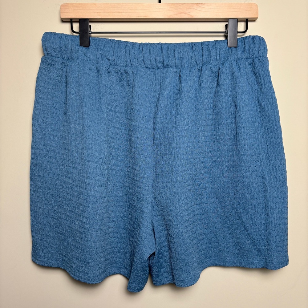 Fashion Nova Blue Elastic Waist Drawstring Wide Leg Lounge Shorts Womens XL - Picture 5 of 7